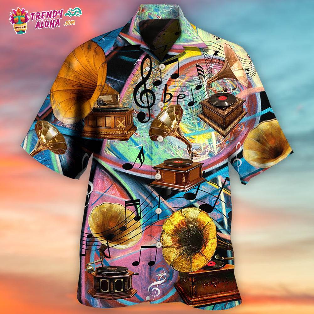 Gramophone Record Style Hawaiian Shirt – Trendy Aloha