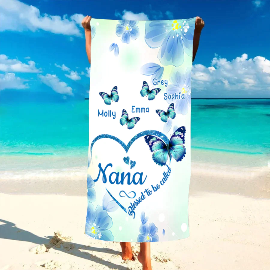 Grandma Grandkids Personalized Beach Towels Ultimate Summer Mom Gift