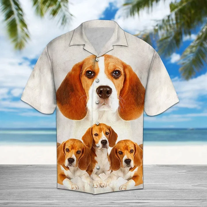 Great Beagle Dog Family Portrait Themed Trendy Hawaiian Shirt