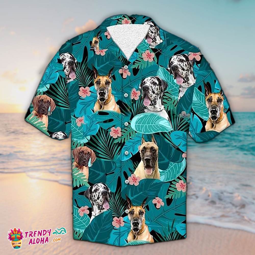 Great Dane Aloha Shirt Tropical Great Dane Hawaiian Aloha Beach Shirt