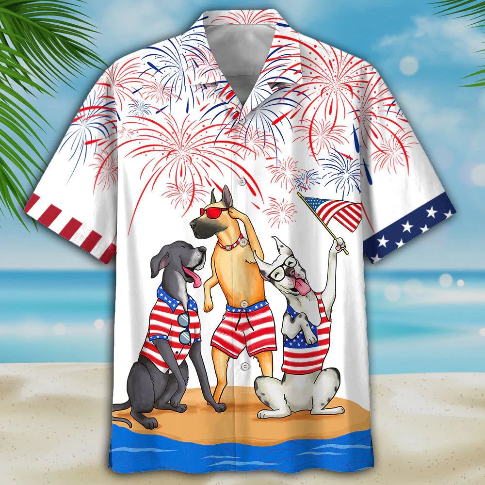 Great Dane Hawaiian Shirt – Independence Is Coming, Usa Patriotic Hawaiian Shirt