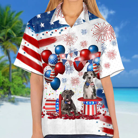 Great Dane Independence Day Trendy Hawaiian Shirt For Men And Women, 4Th Of July Trendy Hawaiian Shirt