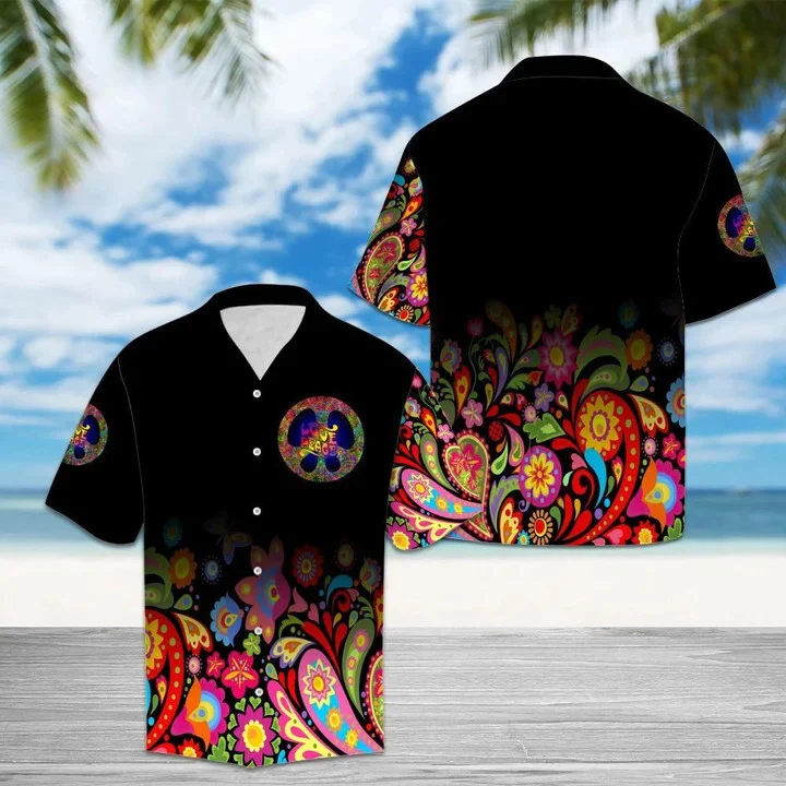 Great Paisley Pattern With Peace Sign Trendy Hawaiian Shirt