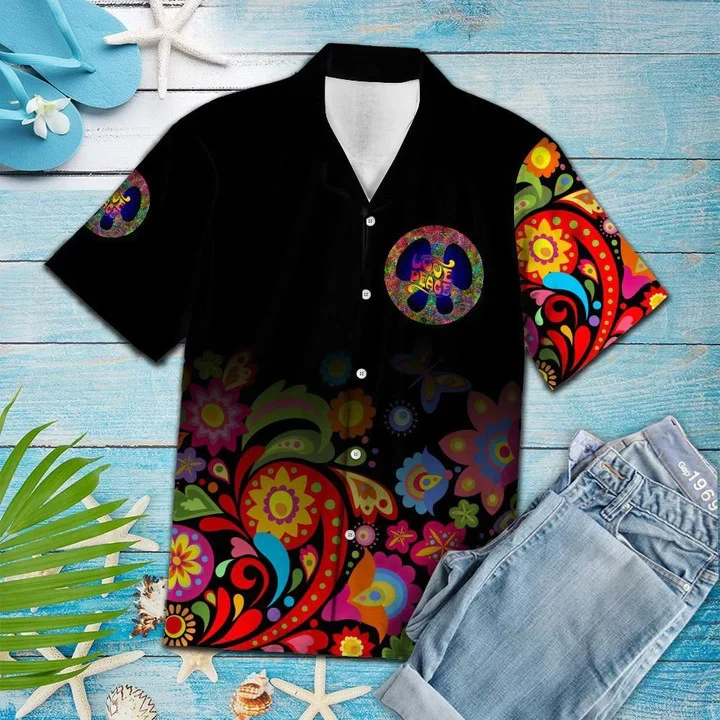 Great Paisley Pattern With Peace Sign Trendy Hawaiian Shirt