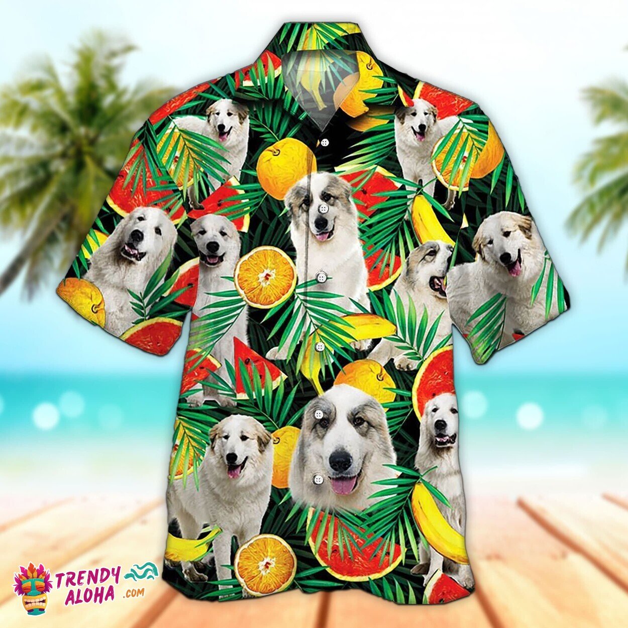 Great Pyrenees Dog Lovers 3D Tropical Unisex Hawaiian Shirt for Men