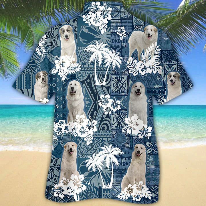 Great Pyrenees Hawaiian Shirt, Flower Dog Short Sleeve Hawaiian Aloha Shirt For Men, Women