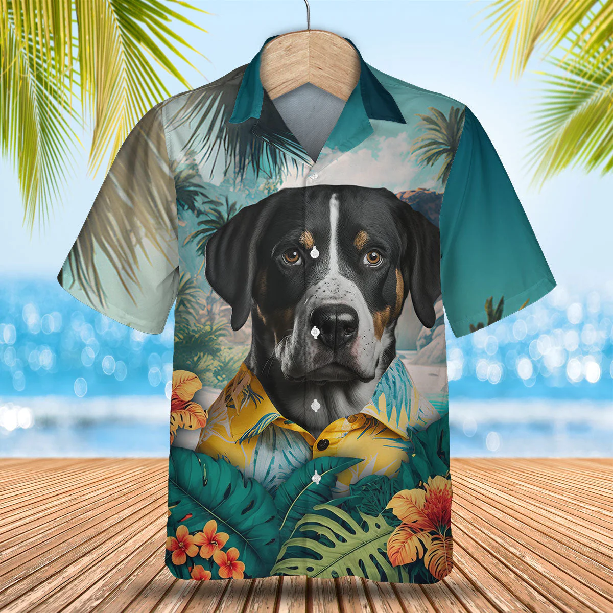 Greater Swiss Mountain Dog 3D Hawaiian Shirt Tropical Altitude Climb Greater Swiss Mountain Dog 3D Hawaiian Shirt Tropical Altitude Climb