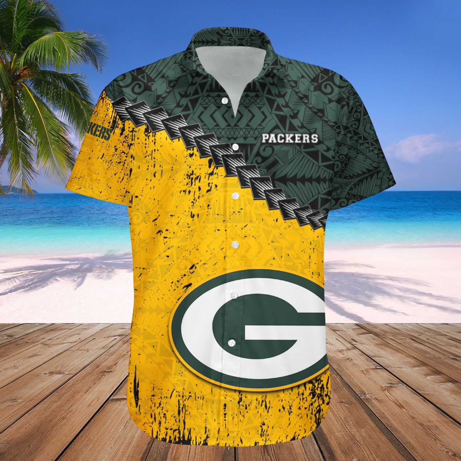 Green Bay Packers Hawaii Shirt Grunge Polynesian Tattoo – NFL