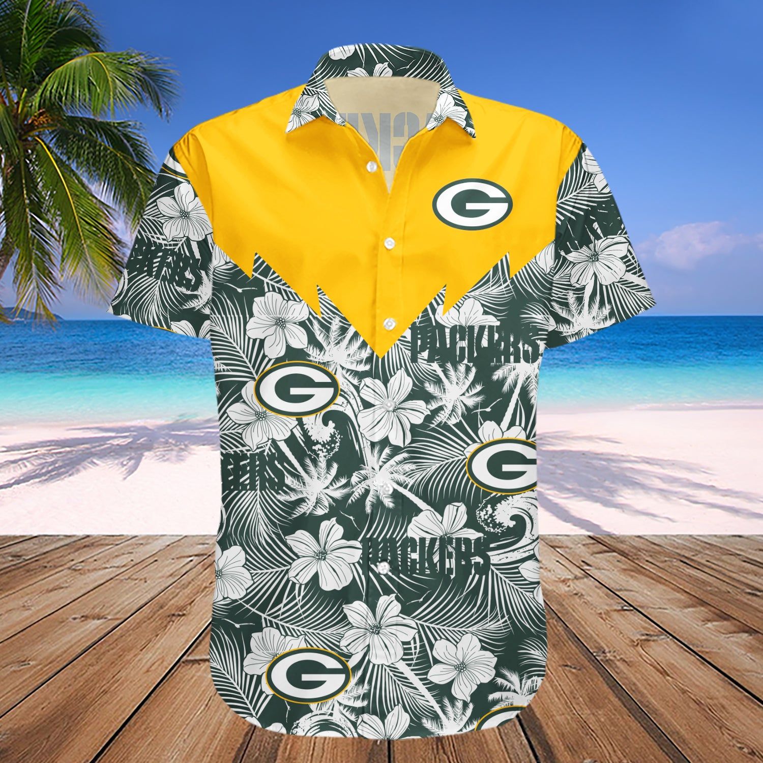 Green Bay Packers Hawaii Shirt Tropical Seamless- NFL
