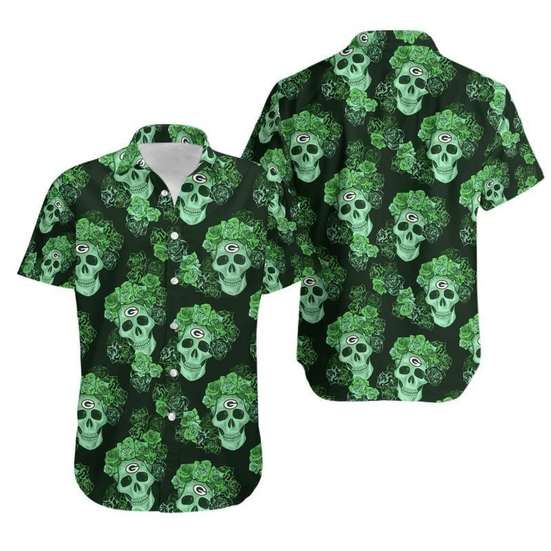 Green Bay Packers Mystery Skull And Flower Hawaii Shirt And Shorts: Summer Collection, Trendy Aloha