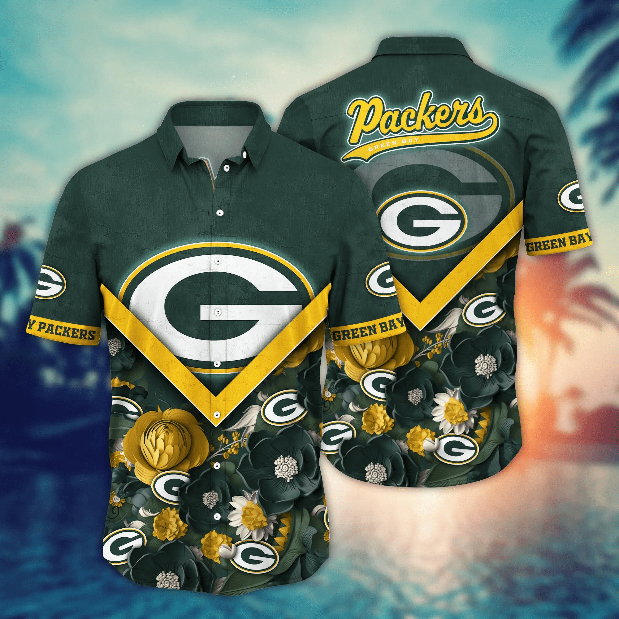 Green Bay Packers NFL Hawaiian Shirt Custom Ice-Cold Drinks Aloha Shirt Green Bay Packers NFL Hawaiian Shirt Custom Ice-Cold Drinks Aloha Shirt