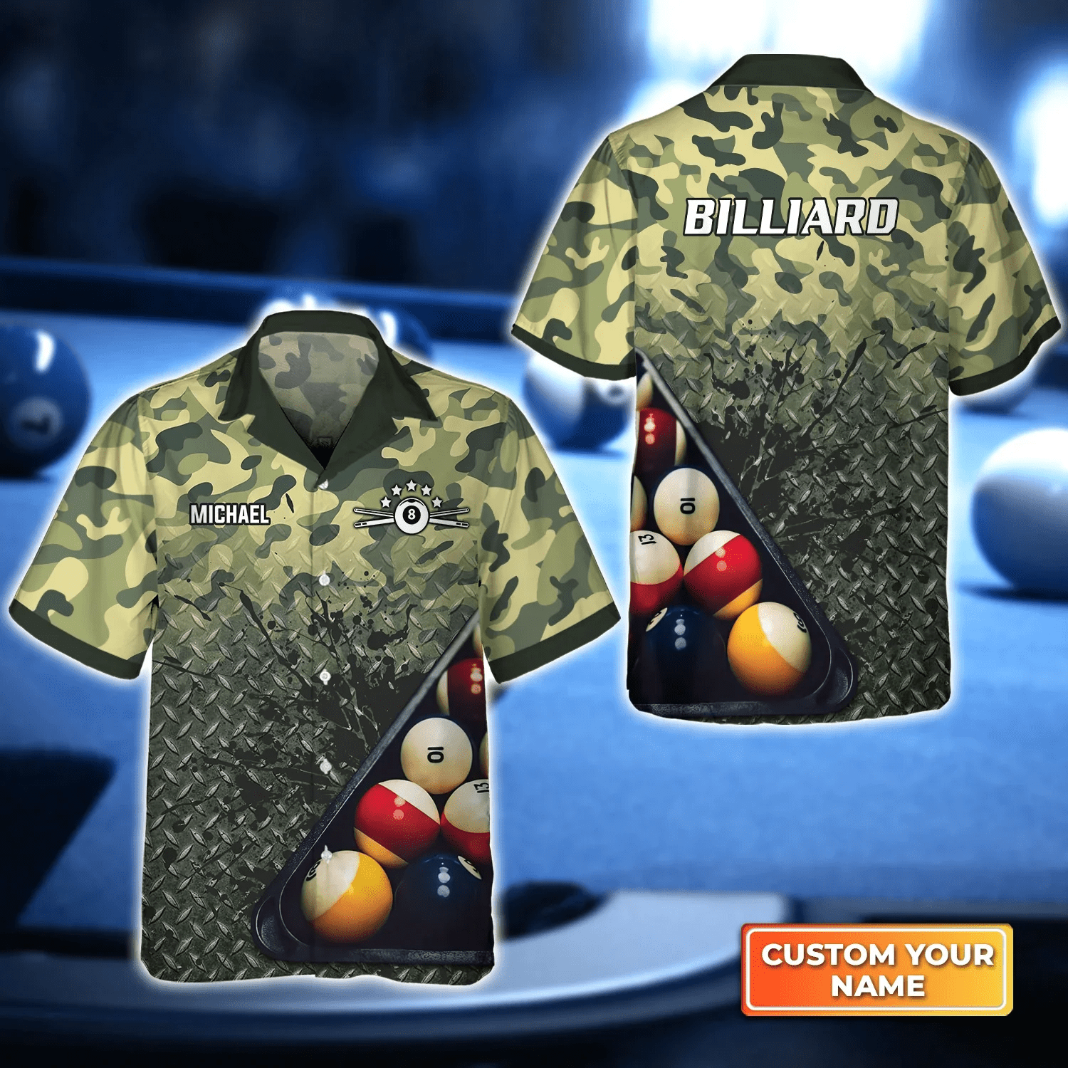 Green Camo Billiard 3D Trendy Hawaiian Shirt, Darts Trendy Hawaiian Shirt For Men, Women, Darts Team Shirt