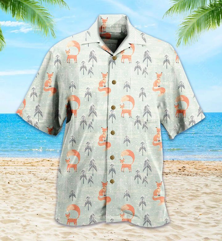 Green Fox Pattern Hawaiian Shirt Ideal Summer Gifts