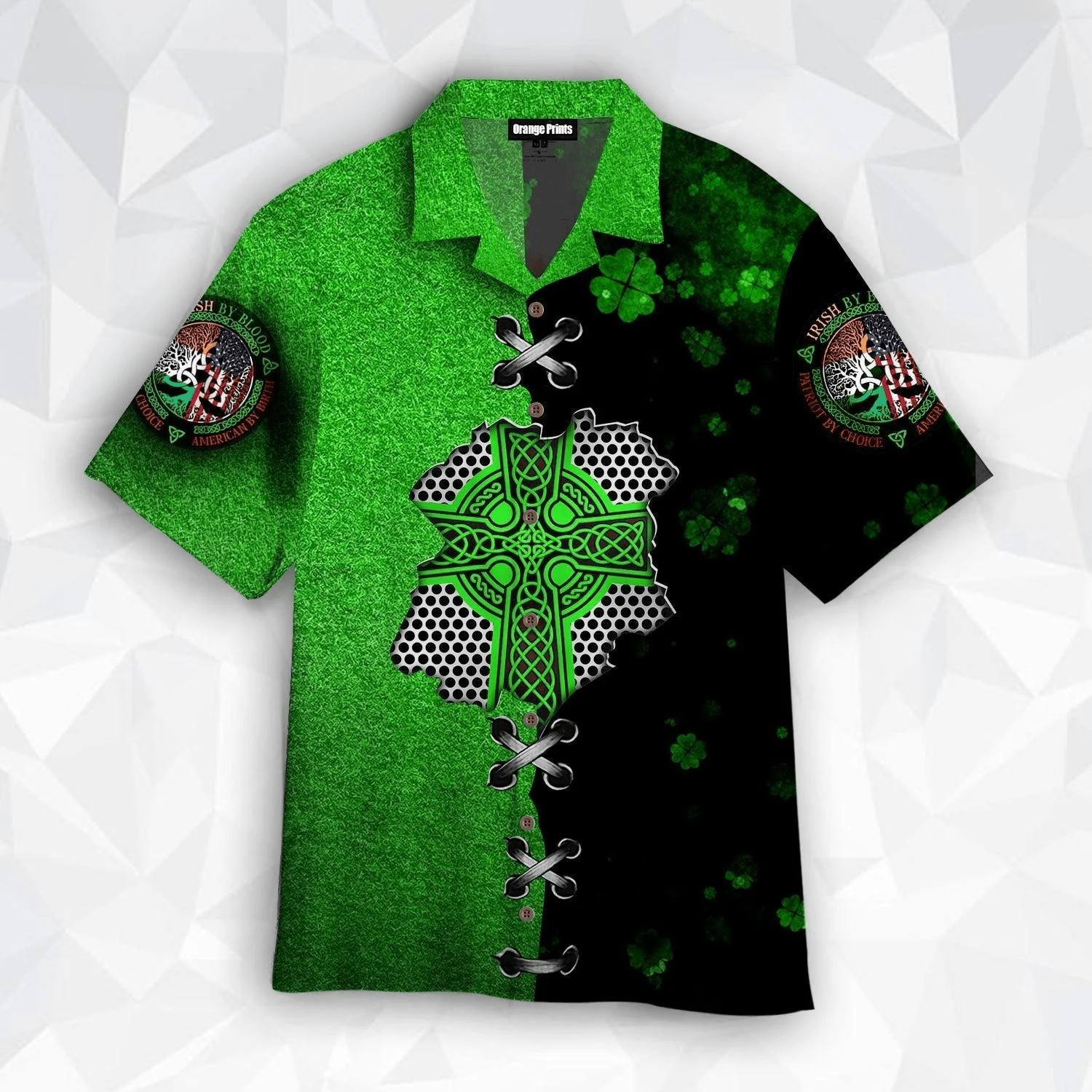 Green Irish St Patrick Celtic Knot Trendy Hawaiian Shirt For