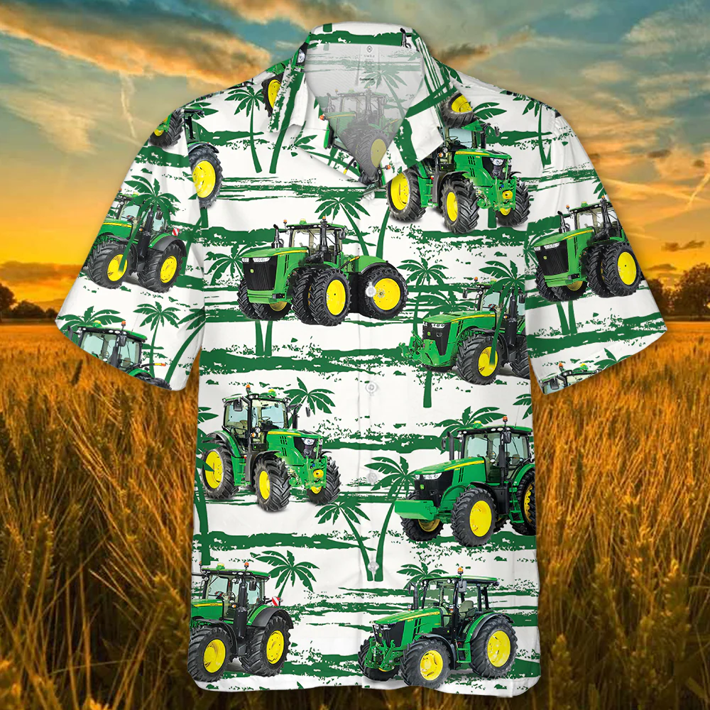 Green Tractor Series 4 3D Hawaiian Shirt Stylish Printed Design