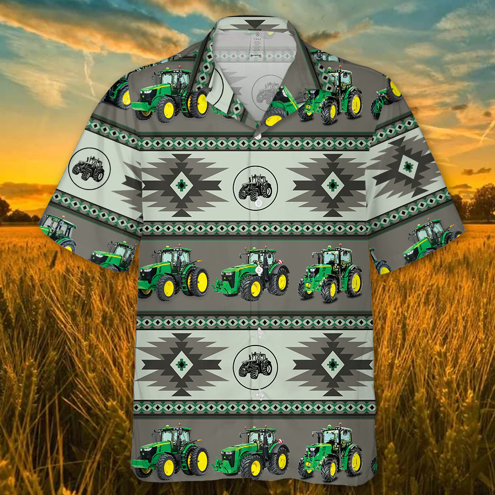 Green Tractor Series 5 3D Hawaiian Shirt Unique Printed Design