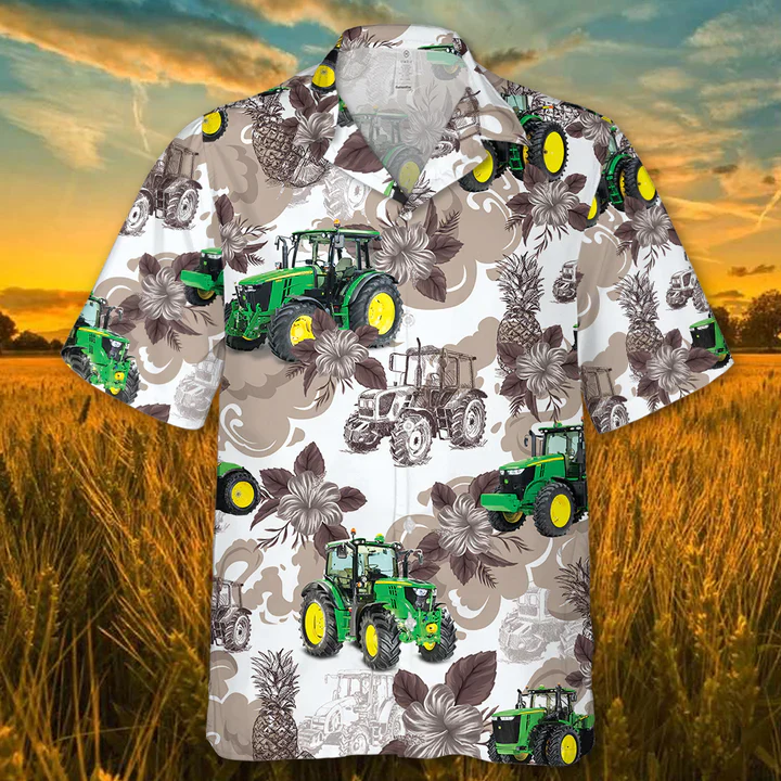 Green Tractor Trendy Hawaiian Shirt, Summer Aloha Shirt Men And Women