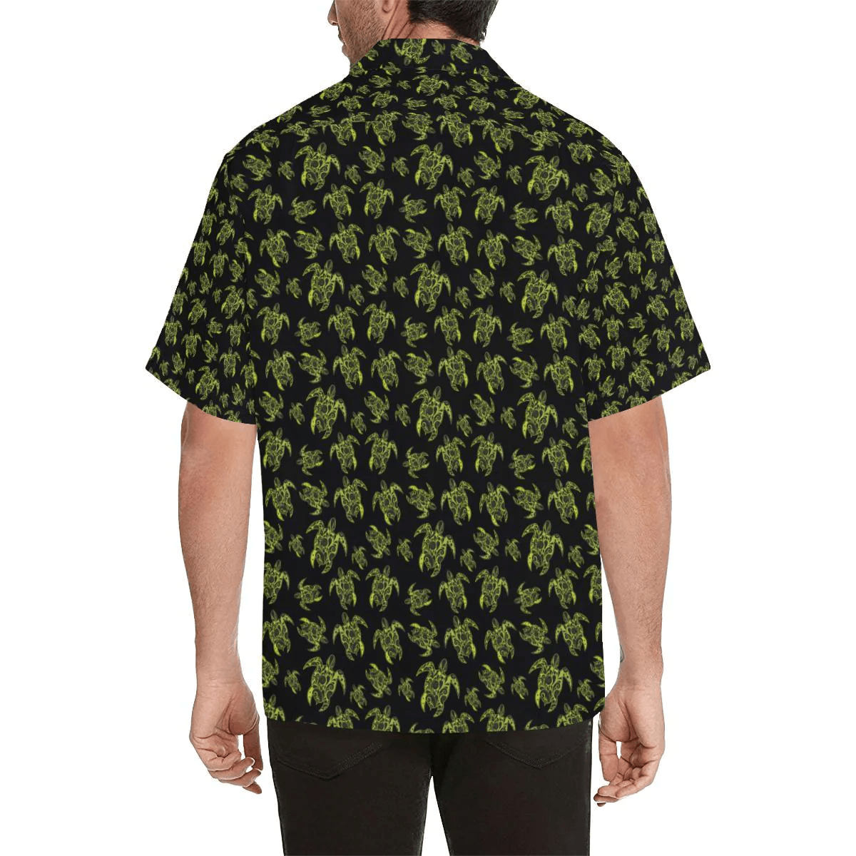 Green Tribal Turtle Polynesian Themed Trendy Hawaiian Shirt, Turtle Lover Trendy Hawaiian Shirt For