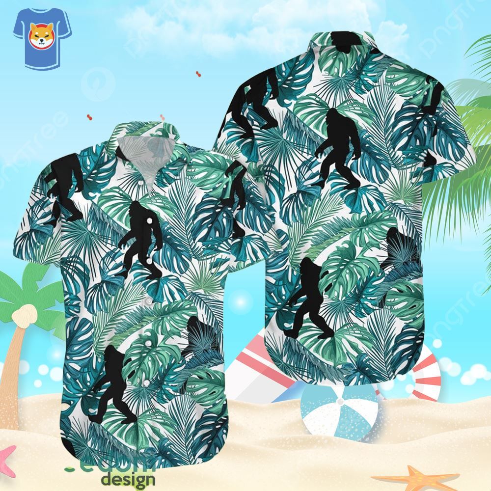 Green Tropical Aloha Sasquatch And Palm Trees Aloha Beach Gift Hawaiian Shirt For Men And Women Green Tropical Aloha Sasquatch And Palm Trees Aloha Beach Gift Hawaiian Shirt For Men And Women