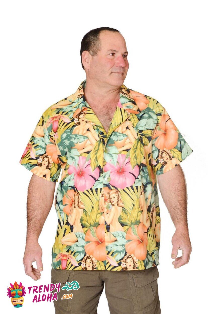 Green Tropical Forest Gal Inspired Lush Hawaiian Nature Shirt