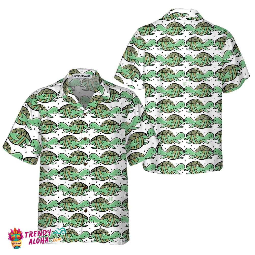 Green Turtles Pattern Hawaiian Shirt, Turtle Shirt For Men & Women, Best Gift For Turtle Lover