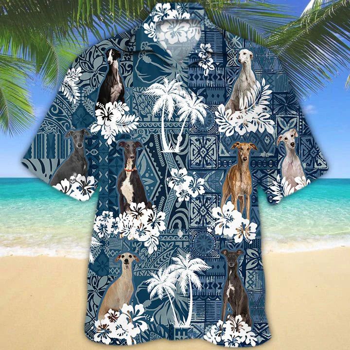 Greyhound Hawaiian Shirt, Flower Greyhound Short Sleeve Hawaiian Aloha Shirt For Men, Women Greyhound Hawaiian Shirt, Flower Greyhound Short Sleeve Hawaiian Aloha Shirt For Men, Women