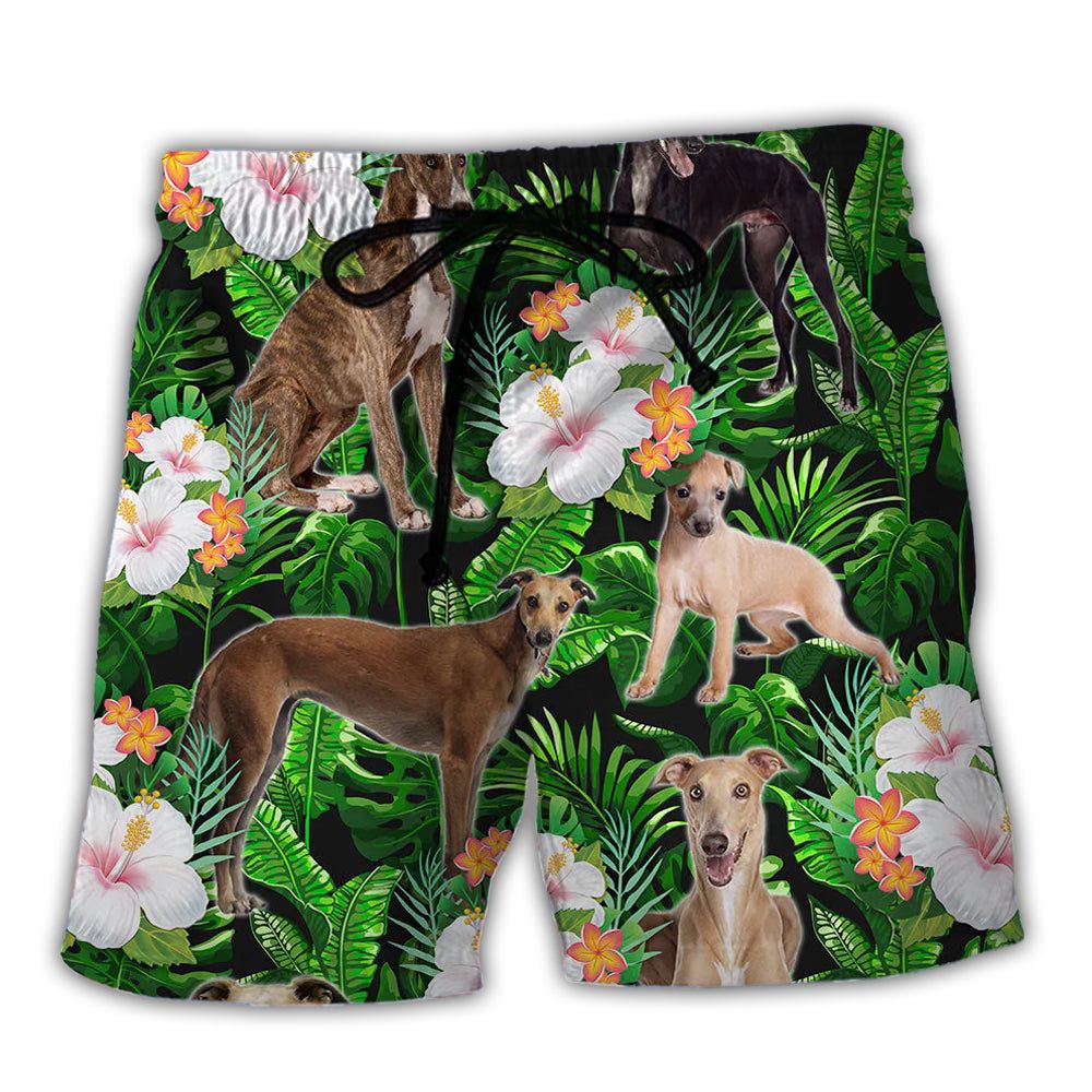 Greyhound Tropical Leaf Lover Trendy Aloha Hawaiian Beach Shorts Greyhound Tropical Leaf Lover Trendy Aloha Hawaiian Beach Shorts
