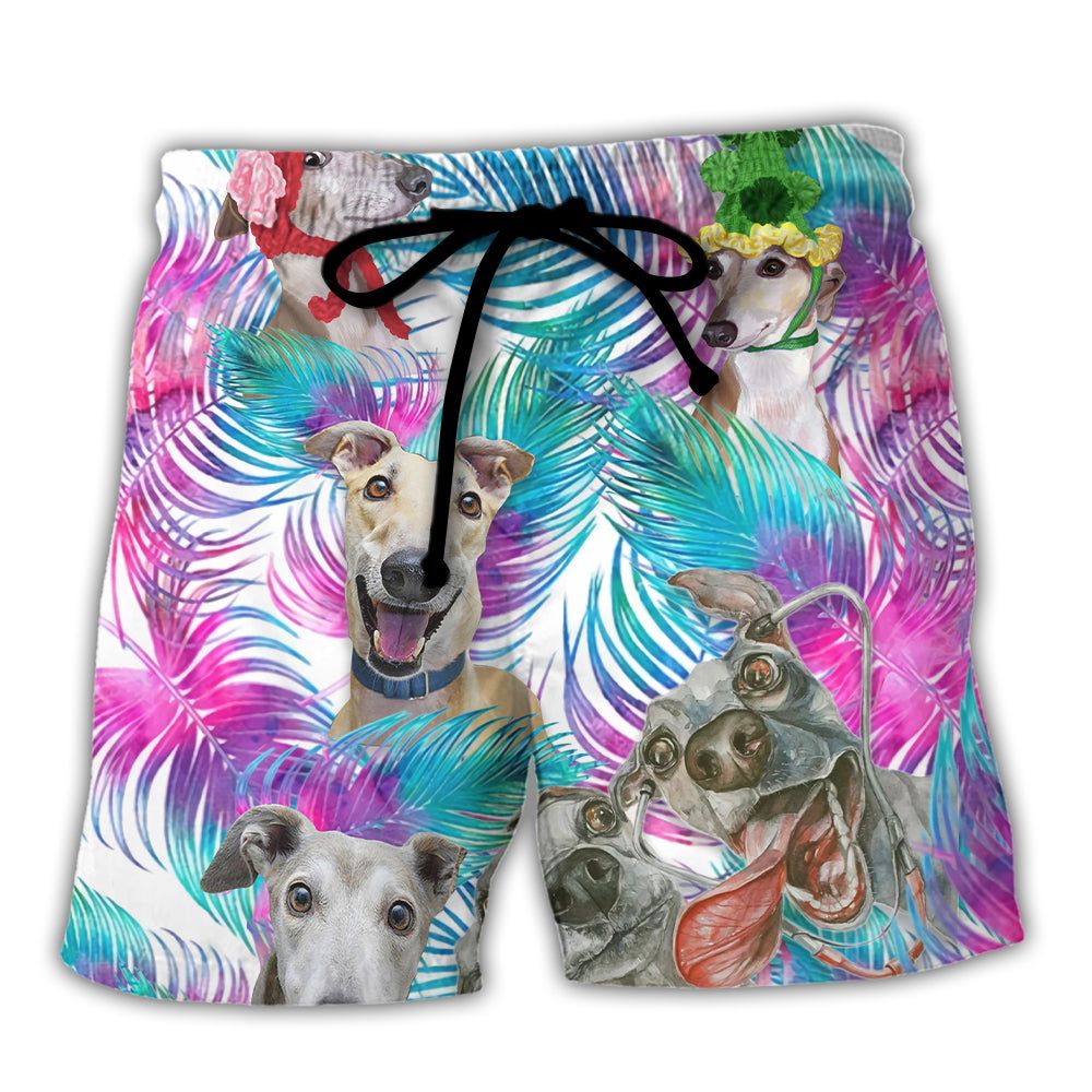 Greyhound Tropical Leaf Style Trendy Aloha Hawaiian Beach Shorts Greyhound Tropical Leaf Style Trendy Aloha Hawaiian Beach Shorts