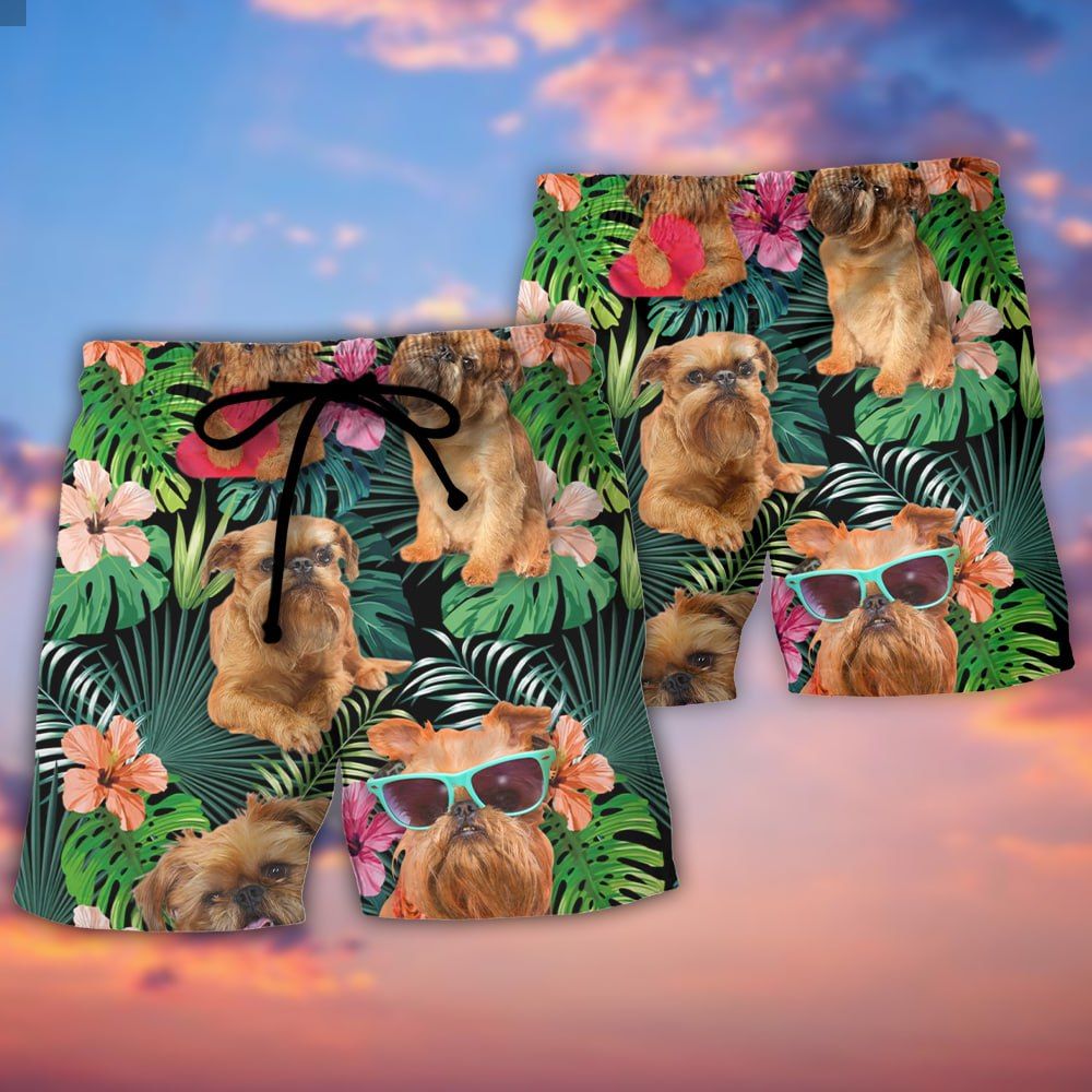 Griffon Brussels Tropical Style Dog Lover Trendy Aloha Hawaiian Beach Shorts