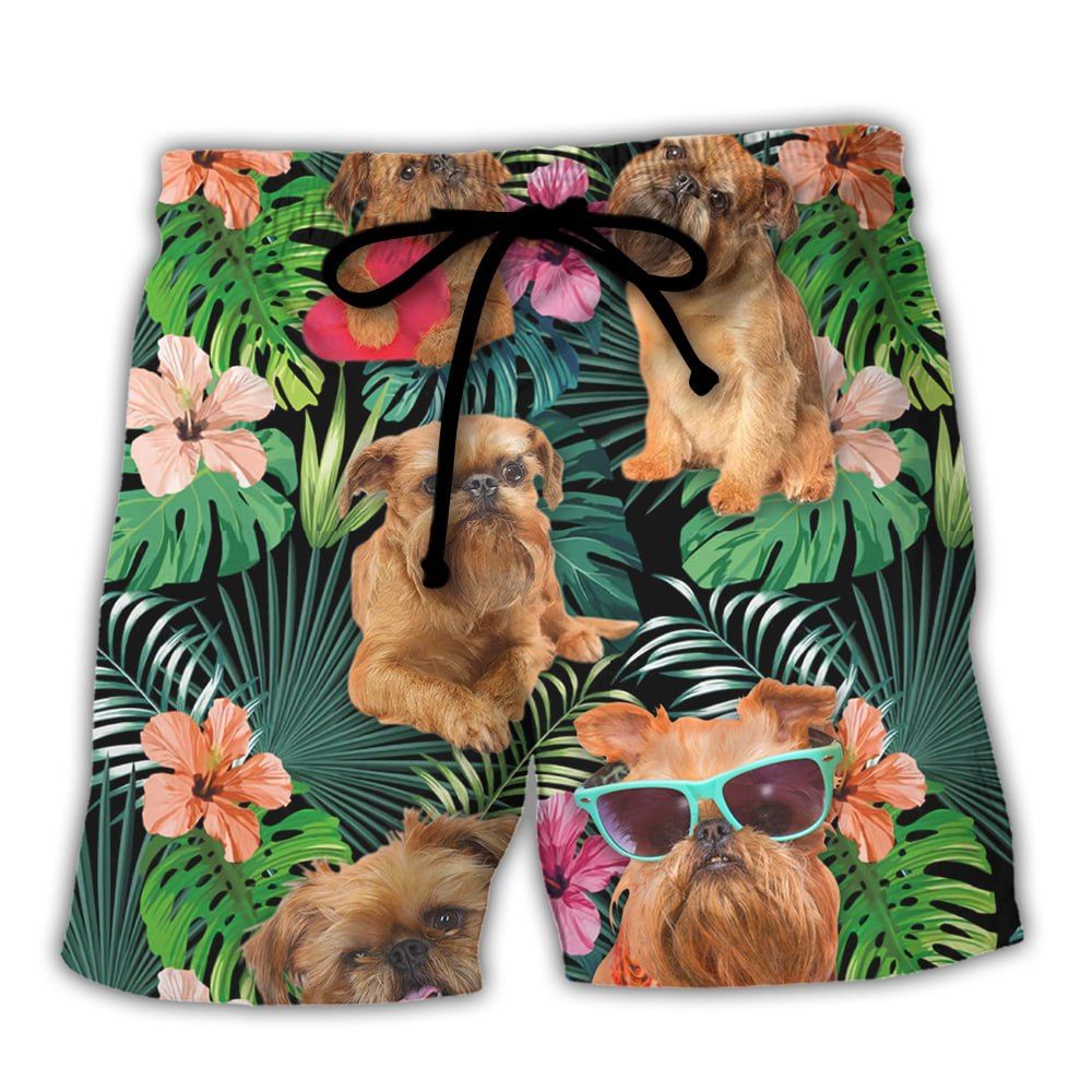 Griffon Brussels Tropical Style Dog Lover Trendy Aloha Hawaiian Beach Shorts Griffon Brussels Tropical Style Dog Lover Trendy Aloha Hawaiian Beach Shorts