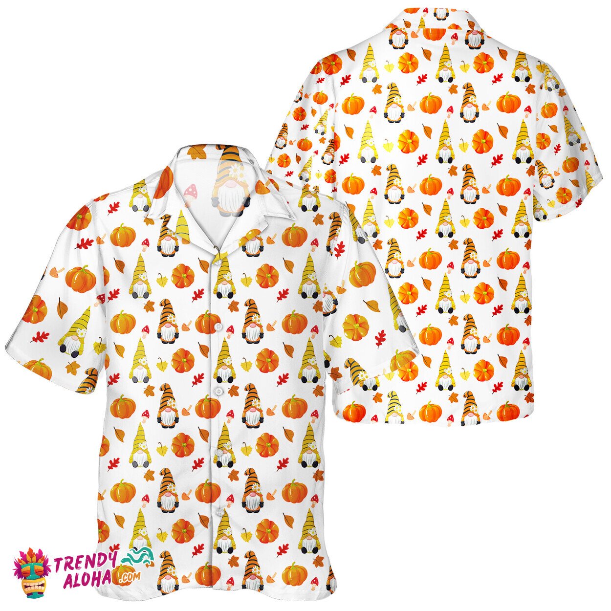 Grome Thanksgiving Unisex Shirt with Turkey & Pumpkin Leaf Patterns