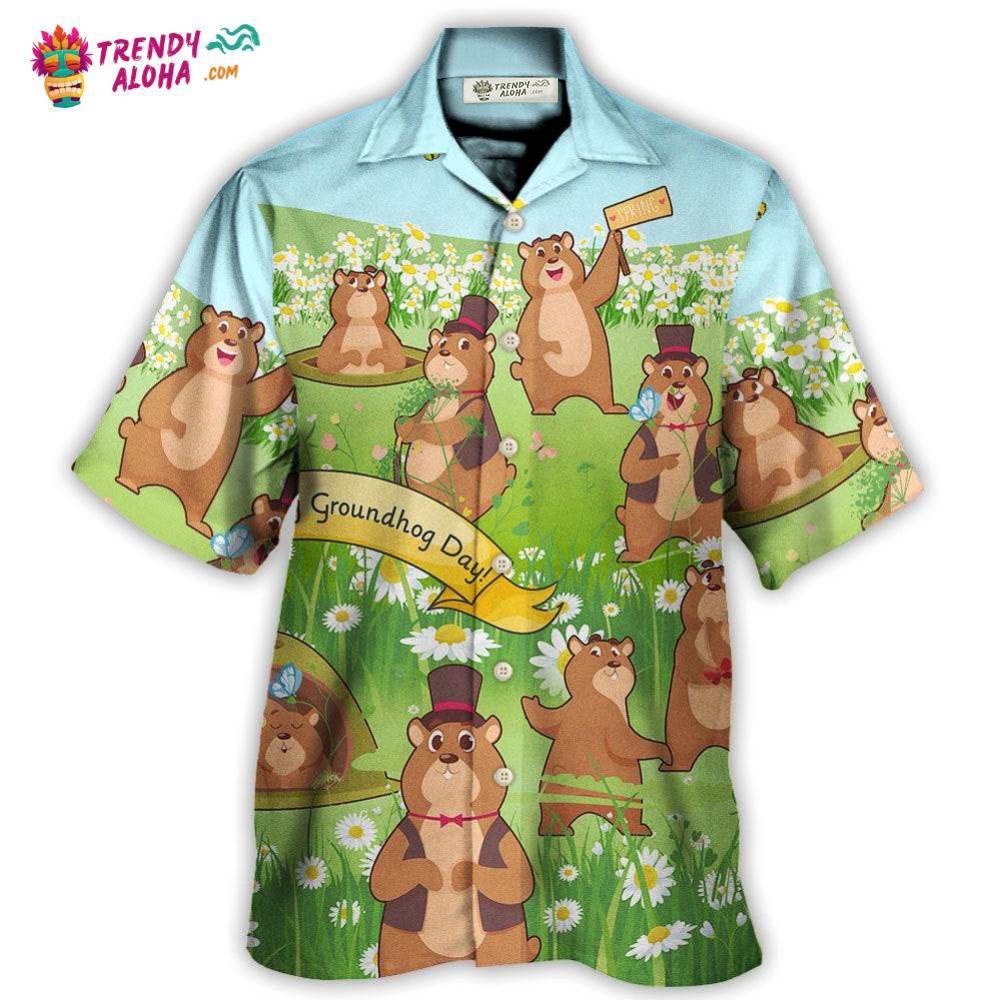Groundhog Day Grass Flowers Hawaiian Shirt – Trendy Aloha