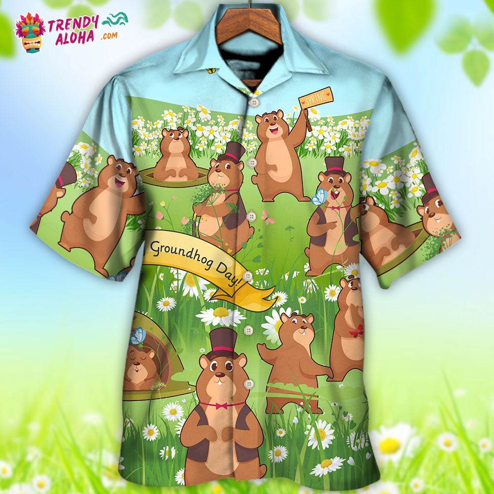 Groundhog Day Grass Flowers Hawaiian Shirt – Trendy Aloha