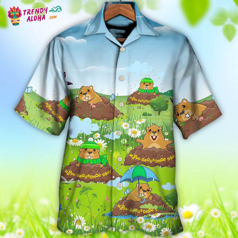 Groundhog Day Happy Day Grass Garden Hawaiian Shirt – Trendy Aloha
