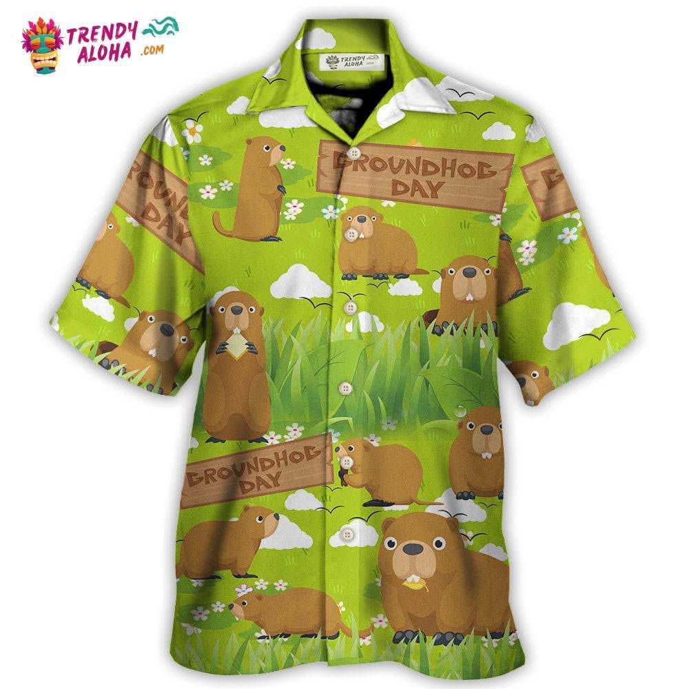 Groundhog Happy Day With Grass Flowers Garden Hawaiian Shirt – Trendy Aloha Groundhog Happy Day With Grass Flowers Garden Hawaiian Shirt – Trendy Aloha