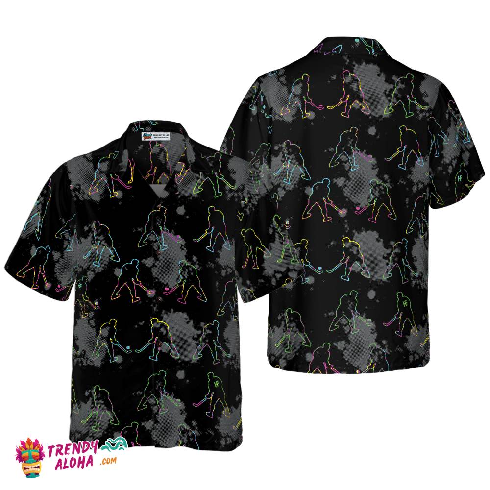 Grunge Pattern Boys Hockey Hawaiian Shirt Grunge Pattern Boys Hockey Hawaiian Shirt