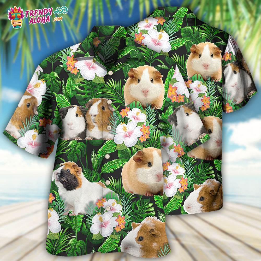 Guinea Pig Green Tropical Leaf Hawaiian Shirt – Trendy Aloha