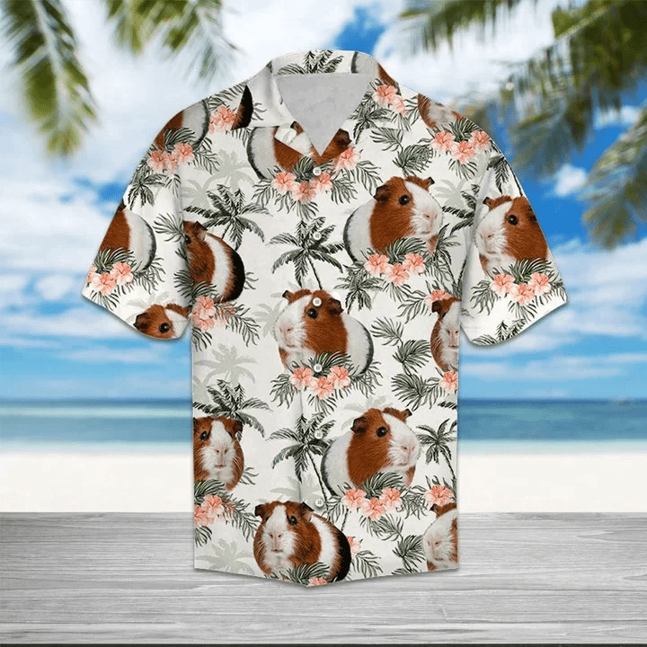 Guinea Pig With Flowers And Leaves Hawaiian Shirt, Summer Short Sleeve Hawaiian Aloha Shirt Guinea Pig With Flowers And Leaves Hawaiian Shirt, Summer Short Sleeve Hawaiian Aloha Shirt
