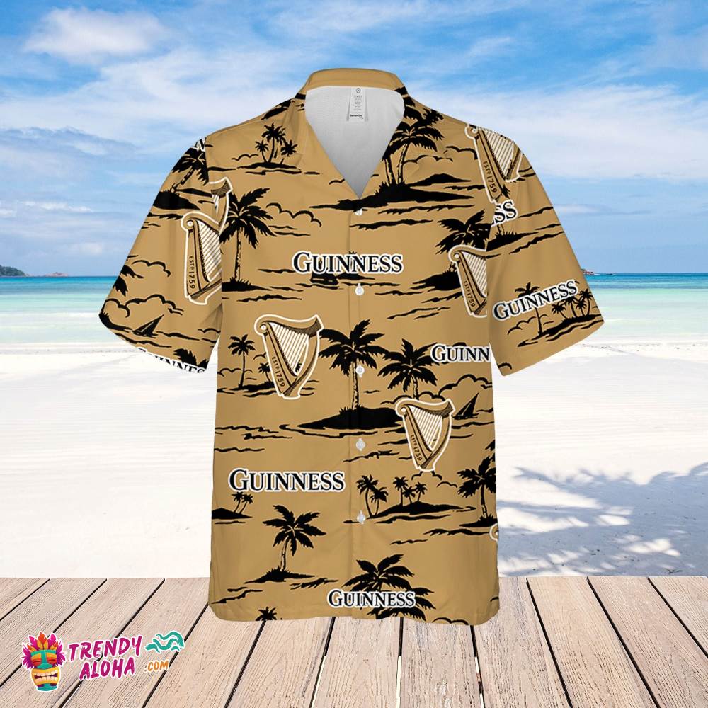 Guinness Hawaiian Beach Pattern Shirt, Hawaii Beer Shirt, Guinness Hawaiian Summer Shirt, Guinness Aloha Shirt