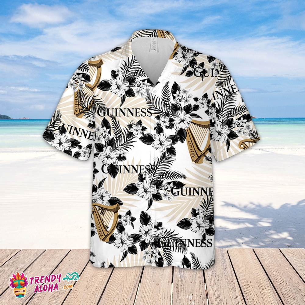 Guinness Hawaiian Flowers Pattern Shirt, Hawaiian Beer Lover Shirt, Classic Flowers Beer Aloha Shirt