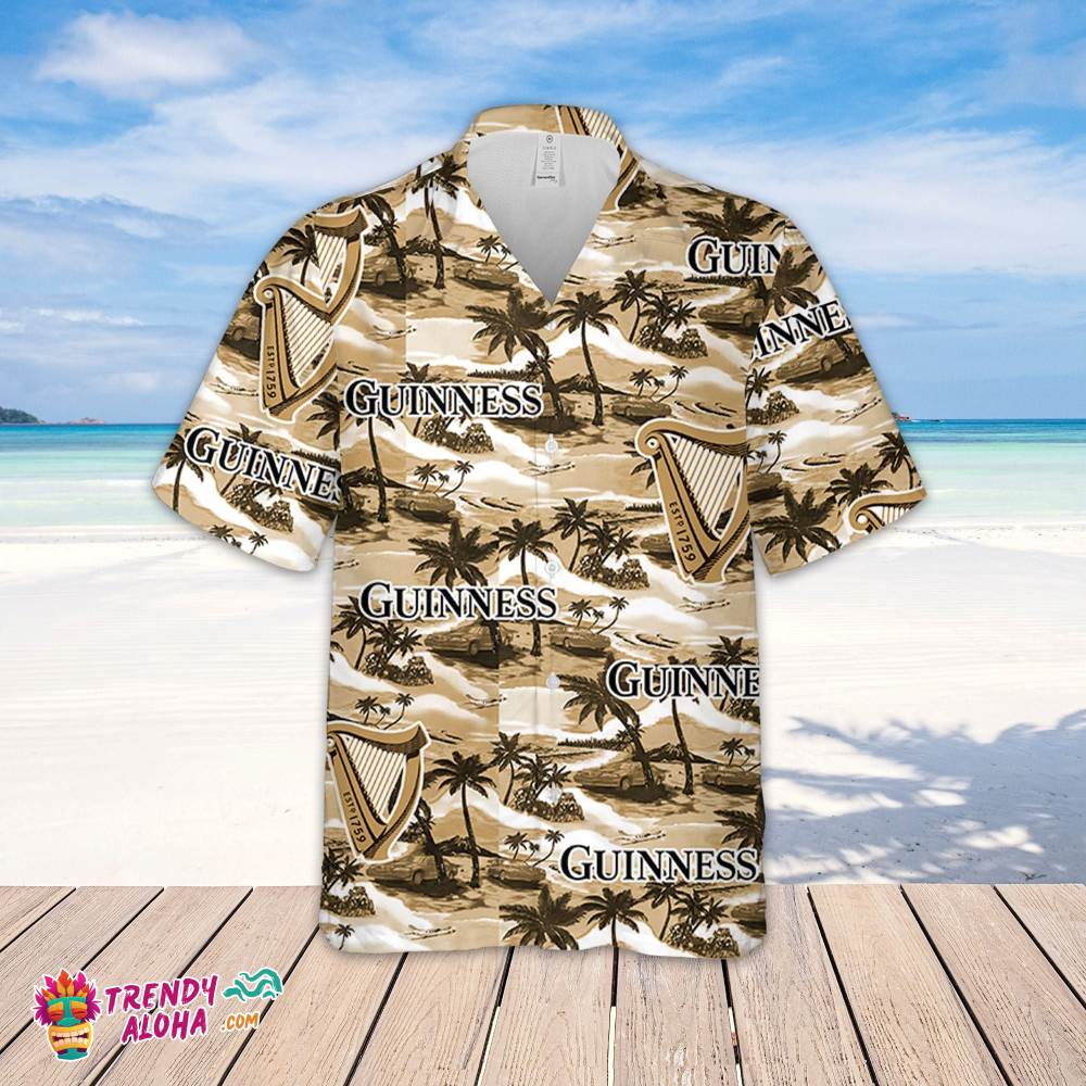 Guinness Hawaiian Sea Island Pattern Hawaiian Shirt, Summer Beer Hawaiian Shirt