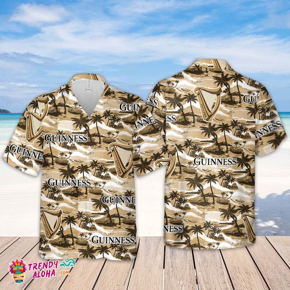 Guinness Hawaiian Sea Island Pattern Hawaiian Shirt, Summer Beer Hawaiian Shirt