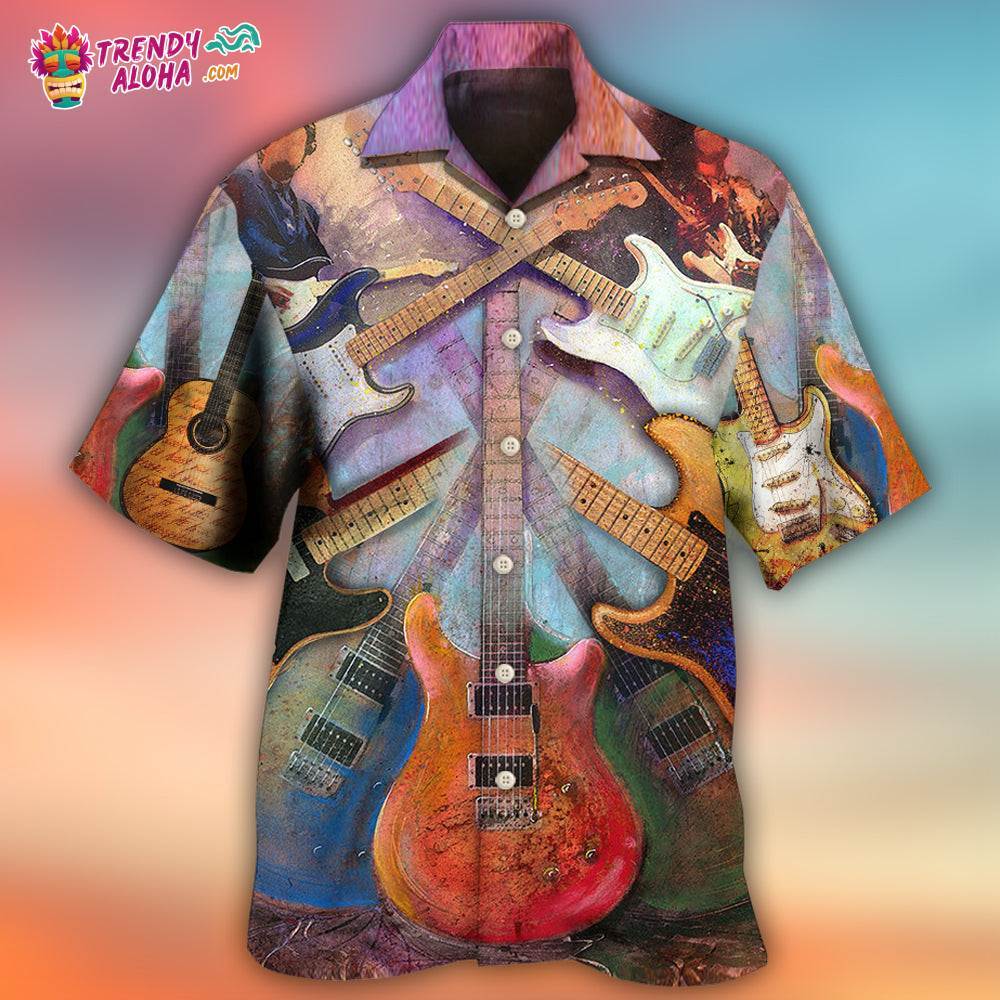 Guitar Abstract Colorful Lover Guitar Art Style Hawaiian Shirt – Trendy Aloha