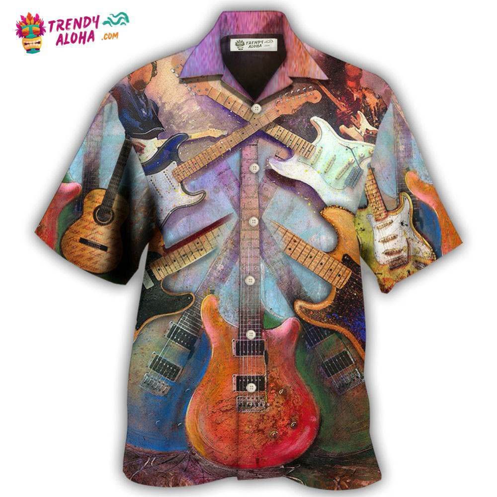 Guitar Abstract Colorful Lover Guitar Art Style Hawaiian Shirt – Trendy Aloha
