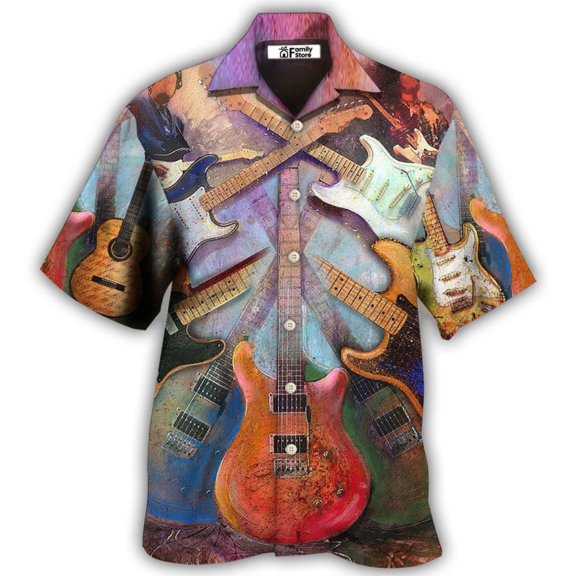 Guitar Abstract Colorful Lover Guitar Art Style Hawaiian Shirt