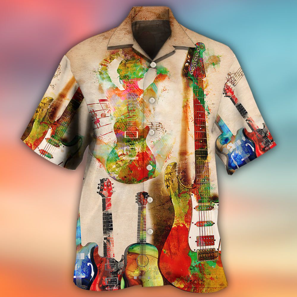Guitar Abstract Guitar Colorful Art Style Hawaiian Shirt