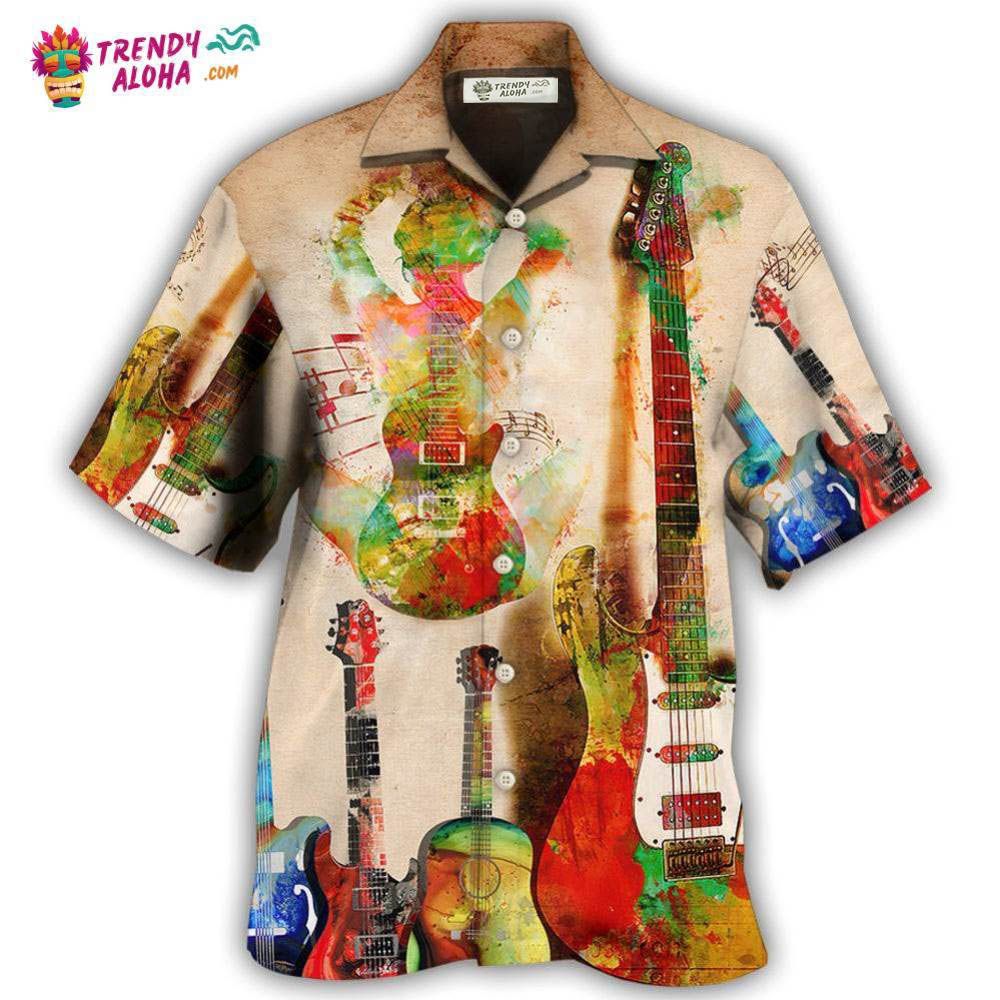 Guitar Abstract Guitar Colorful Art Style Hawaiian Shirt – Trendy Aloha