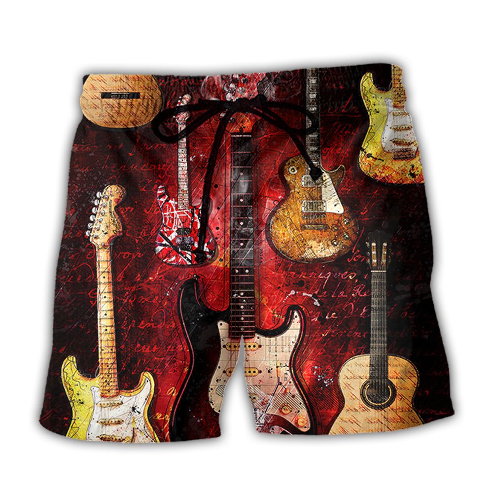 Guitar Abstract Halloween Guitar Art Style Trendy Aloha Hawaiian Beach Shorts
