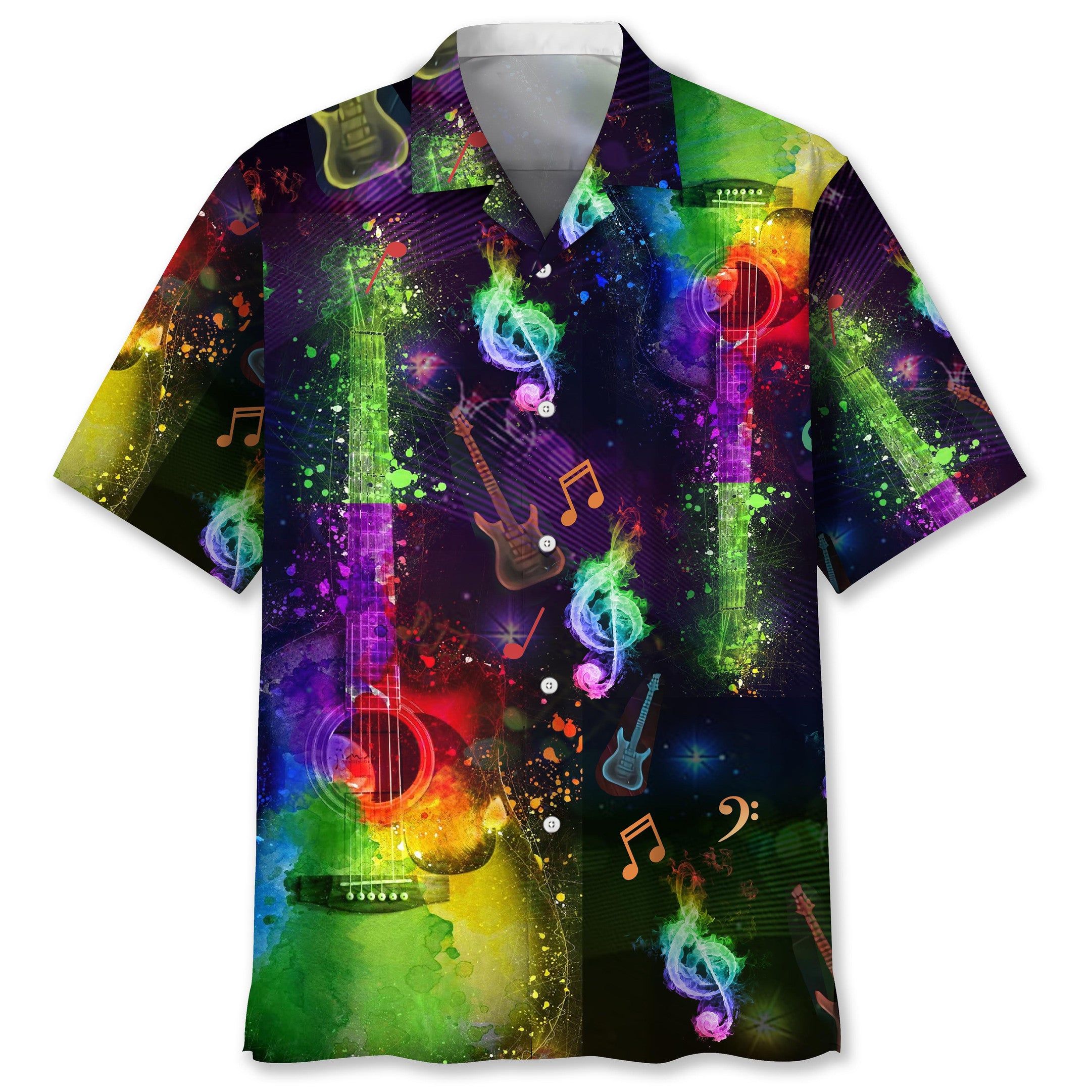 Guitar Color Trendy Hawaiian Shirt Trendy Aloha