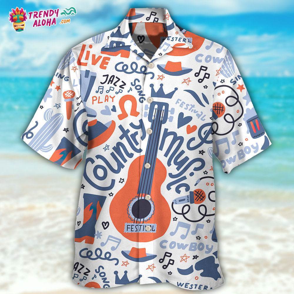 Guitar Country Music Festival Elements Hawaiian Shirt – Trendy Aloha
